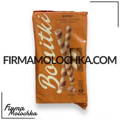 Вафельні трубочки зі смаком СОЛОНОЇ КАРАМЕЛІ 280грам ТМ Бонітки (12шт/ящ)