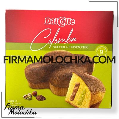 Панетон великодня голубка з ФУНДУКОМ ТА ФІСТАШКАМИ 650грам ТМ Dal Colle (18шт/ящ)