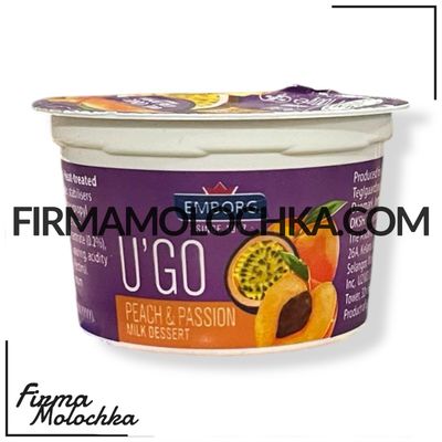 Йогурт U'GO з ПЕРСИКОМ 0,1% 100грам ТМ Емборг (20шт/ящ)
