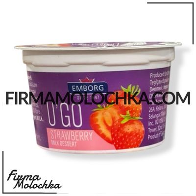 Йогурт U'GO з ПОЛУНИЦЕЮ 0,1% 100грам ТМ Емборг (20шт/ящ)