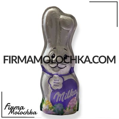 ВЕЛИКИЙ шоколадний заєць з БІЛОГО ШОКОЛАДУ 90грам ТМ Мілка (14шт/ящ)