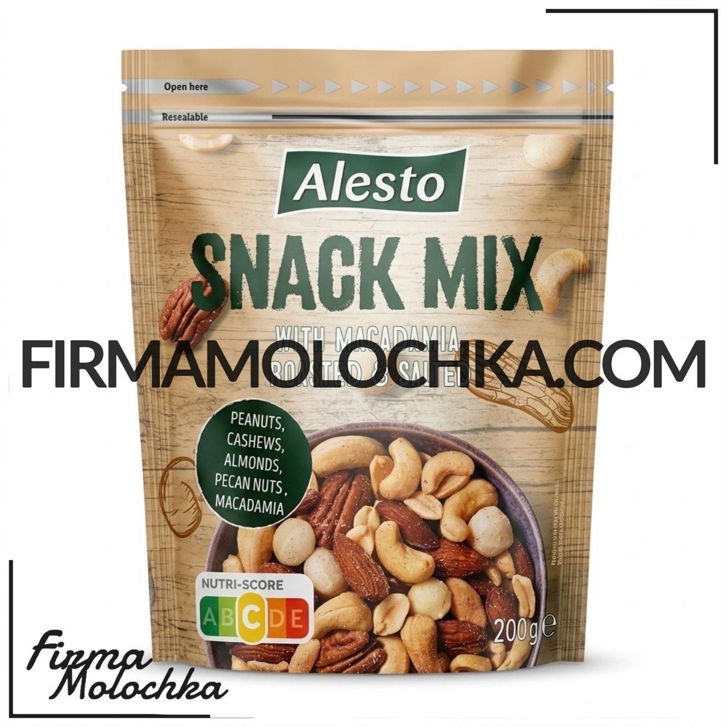 Суміш снек мікс WITH MACADAMIA, SALTED&amp;SPICY 200грам ТМ Алесто (36шт/ящ)