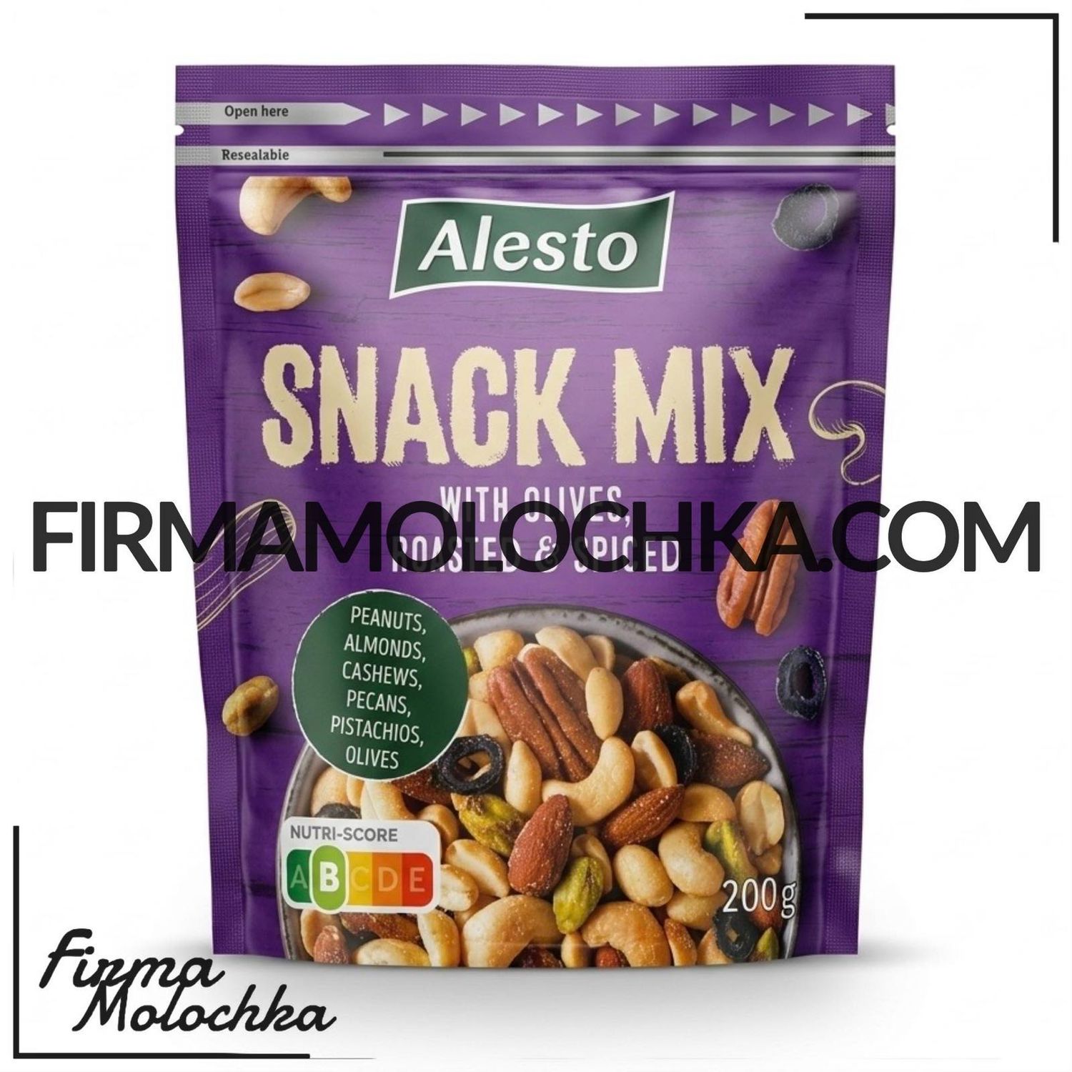 Суміш снек мікс WITH OLIVES, ROASTED&amp;SPICED 200грам ТМ Алесто (36шт/ящ)