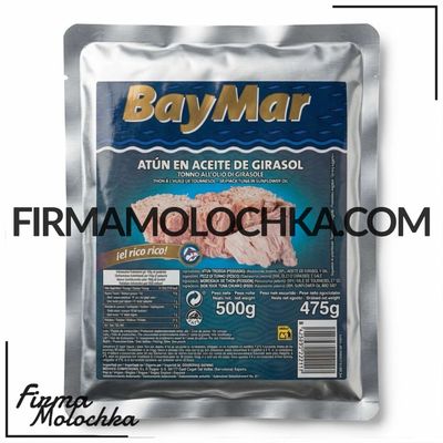 Тунець в соняшниковій олії ПАКЕТ 500грам ТМ БАЙМАР (10шт/ящ)