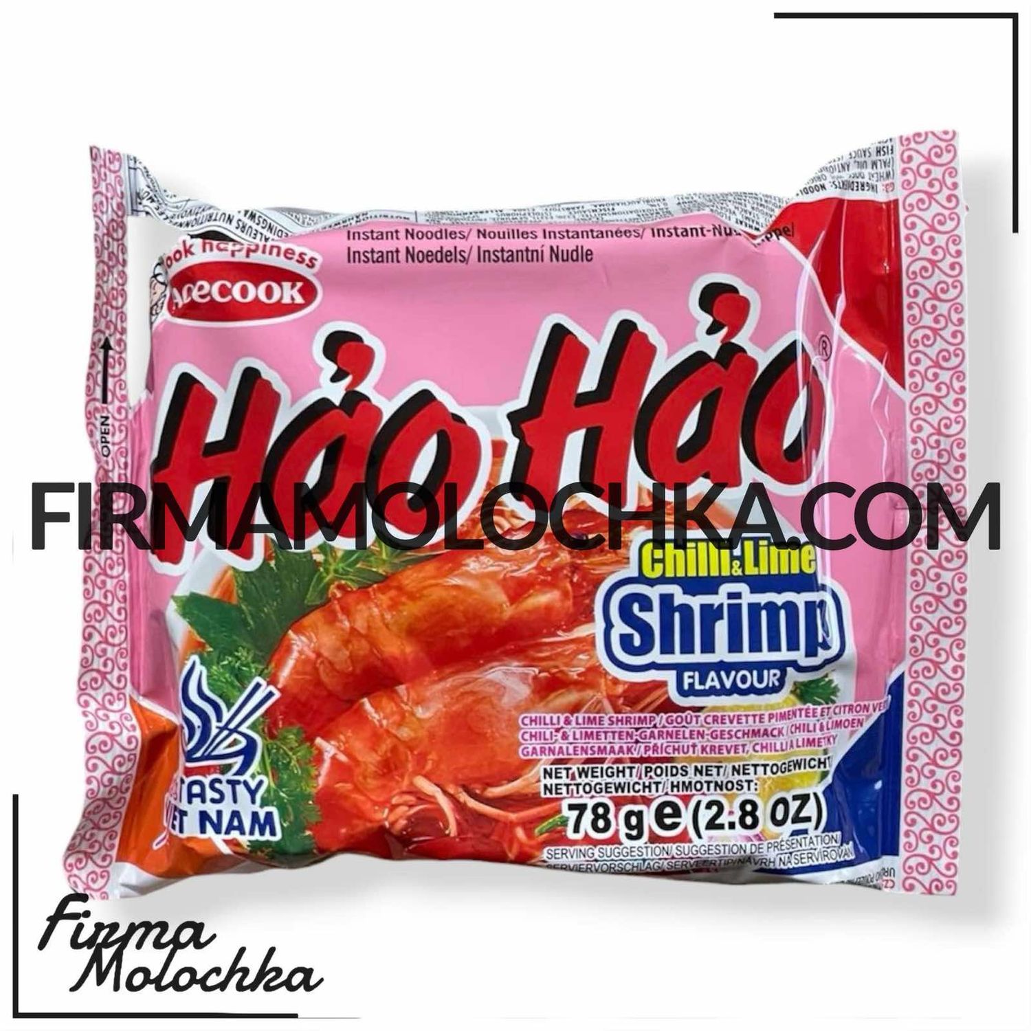 Локшина HAO HAO швидкого приготування зі смаком КРЕВЕТКИ, ЧИЛІ ТА ЛАЙМУ 78грам (30шт/ящ)