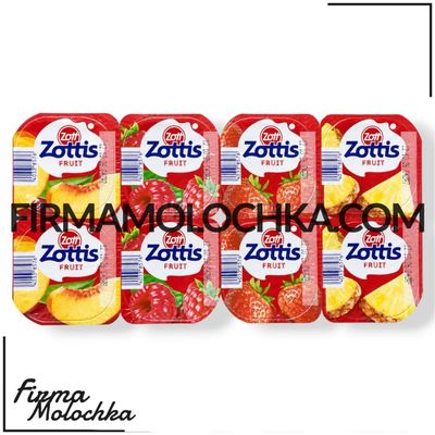 Йогурт зотіс АНАНАС/ПЕРСИК/МАЛИНА/ПОЛУНИЦЯ 4*115грам ТМ Zott (24шт/ящ)