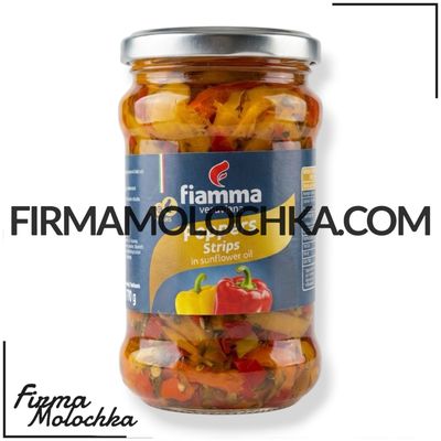 Перець РІЗАНИЙ смужками в олії (скло) 170грам ТМ Fiamma (12шт/ящ)