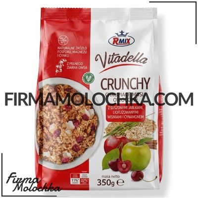Кранчі VITADELLA з ЯБЛУКОМ та ВИШНЕЮ 350грам ТМ RMIX (24шт/ящ) Кранчі VITADELLA з ЯБЛУКОМ та ВИШНЕЮ 350грам ТМ RMIX (24шт/ящ)