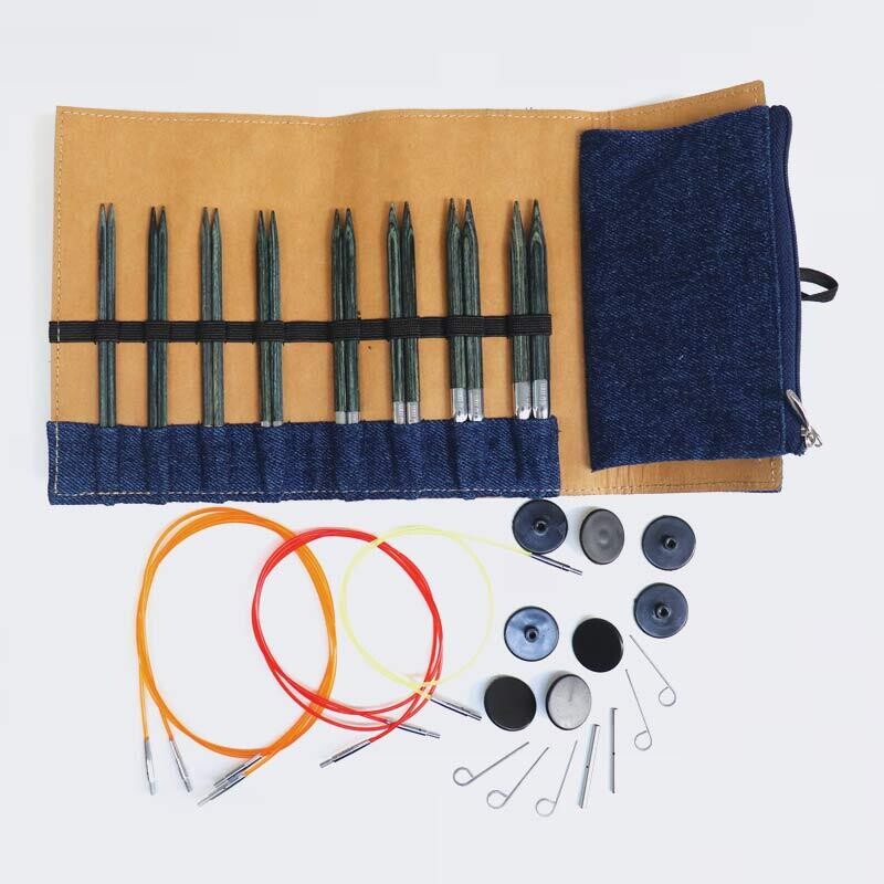 Set ferri intercambiabili Knitpro Indigo Wood (8 paia)