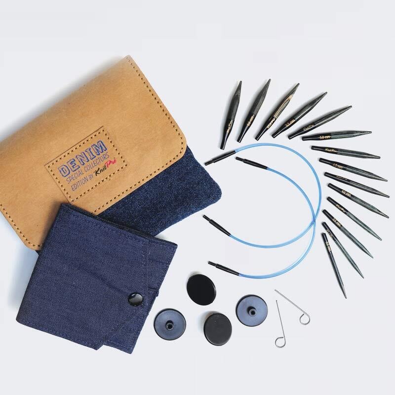 Set ferri intercambiabili Knitpro Indigo Wood Mini 50mm (7 paia)