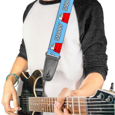 Buckle-Down Peanuts Snoopy and Woodstock Dog house Guitar Strap