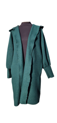 Basic Mantel mit Kapuze, 4-fach Taschen und Manschetten