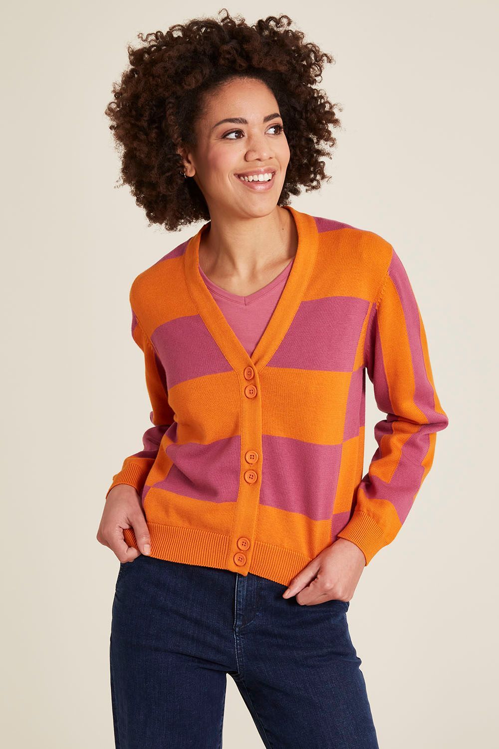 Strickjacke im Colour-Blockdesign