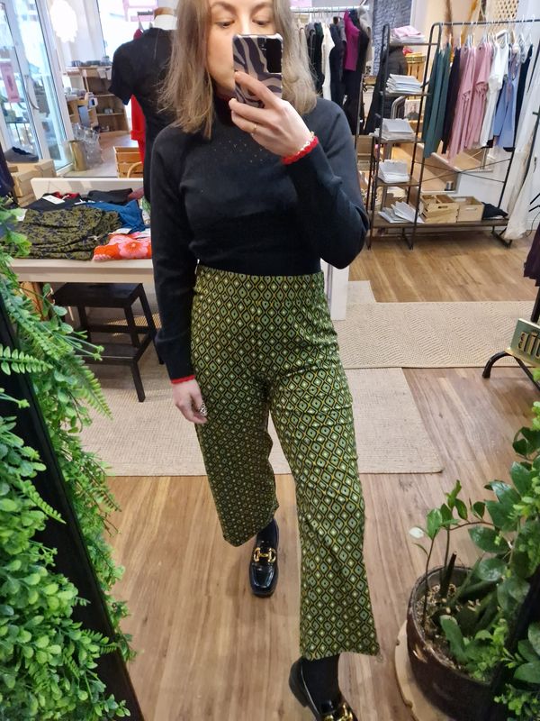 Border Pants, Cropped Border Pants, Cropped