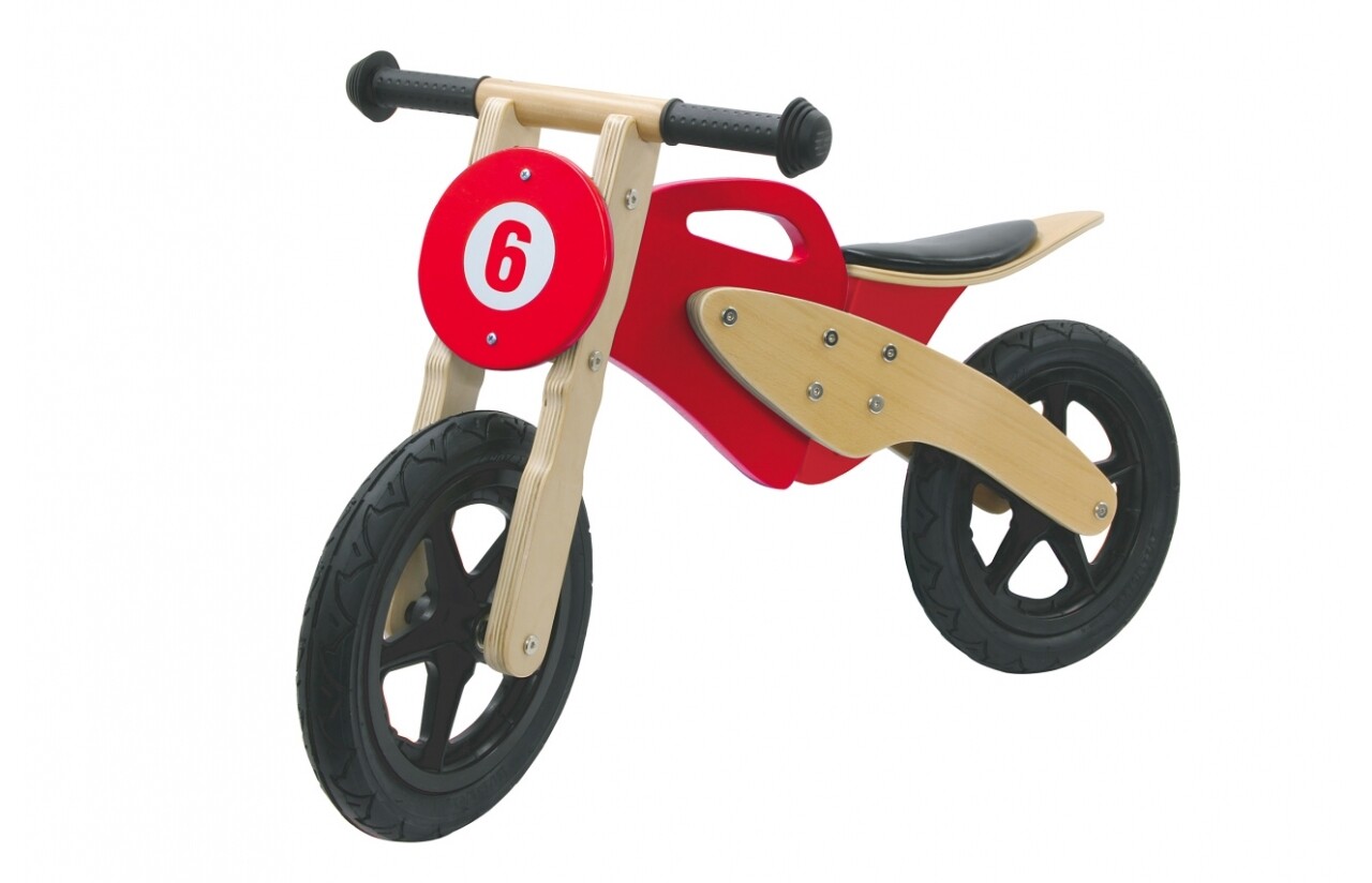 Laufrad Holz Moto rot