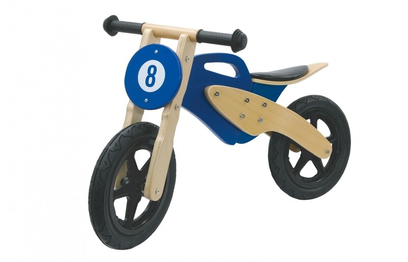 Laufrad Holz Moto blau