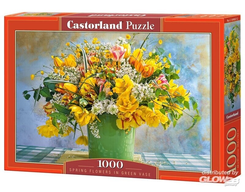 Spring Flowers in Green Vase
