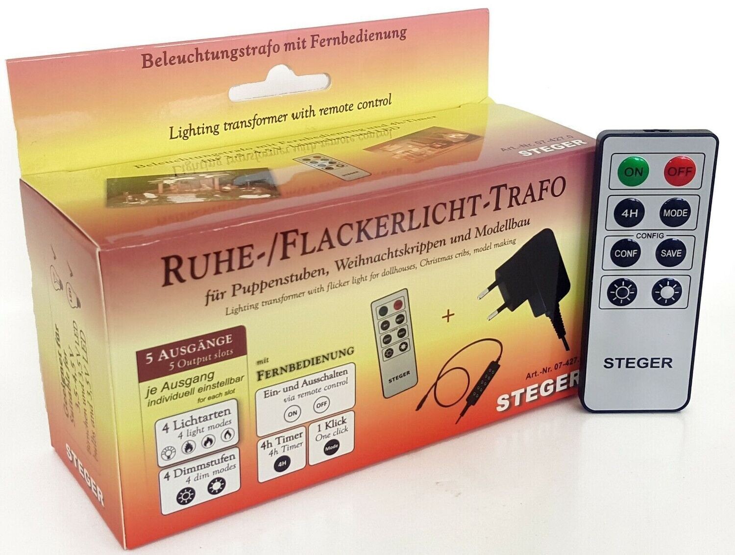 Kahlert Trafo Ruhe-/Flackerlicht m. Fernbedienung