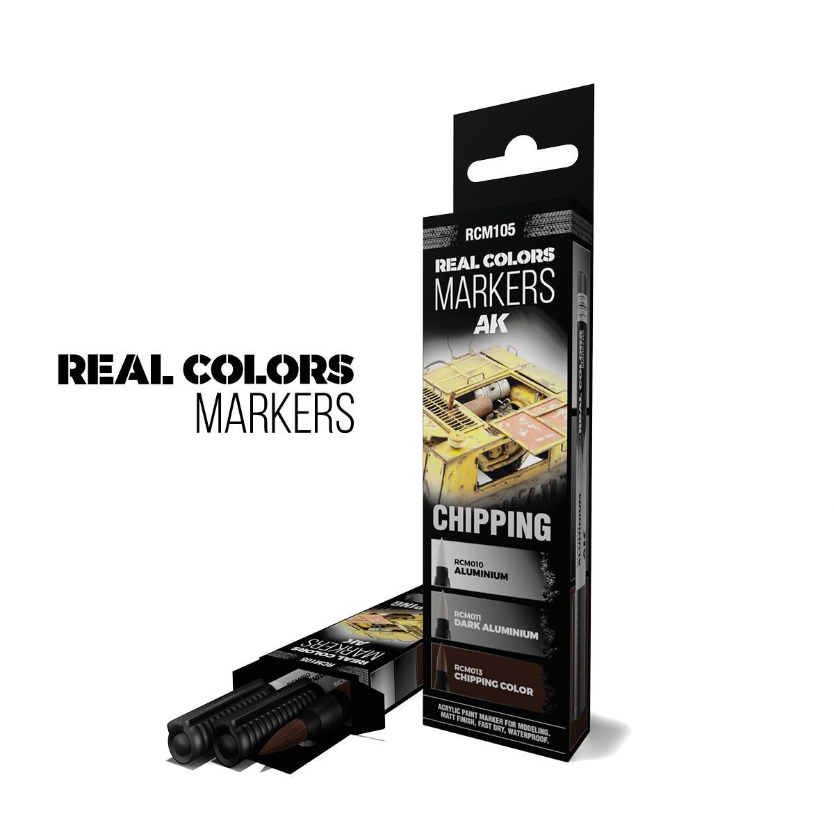 AK Interactive Set 3 Real Colors Markers "Chipping" 3 Farben RCM105