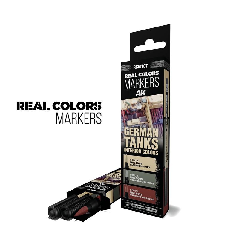 AK Interactive Set 3 Real Colors Markers AK Interactive Set 3 Real Colors Markers "German Tanks Interior" 3 Farben RCM107