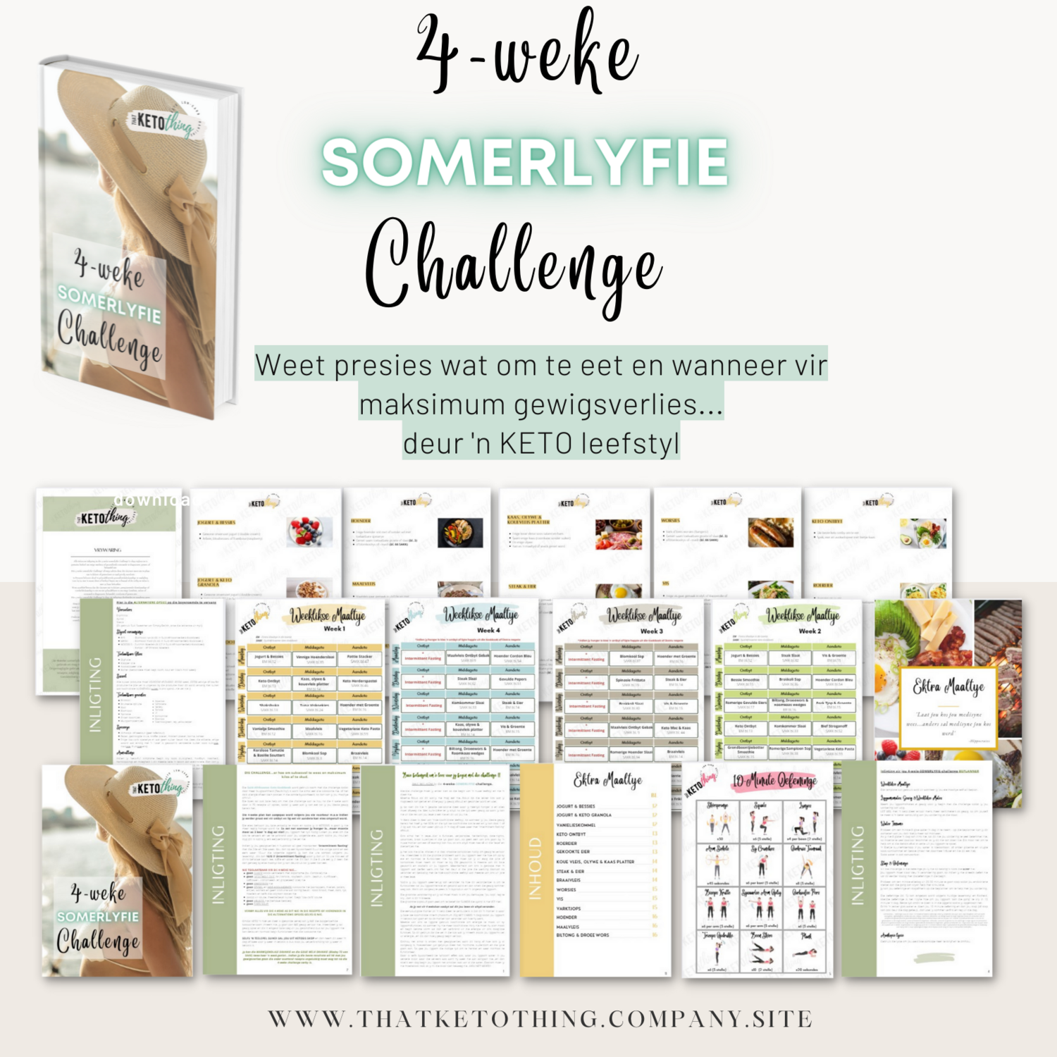 PAKKET: 14 Day BEGINNERS Keto &amp; Intermittent Fasting Plan PLUS 4 Weke Somerlyfie Plan &amp; Gewigsverlies beplanner PLUS Suid-Afrikaanse 70 Keto Resepte Boek (Digitale Eboeke)