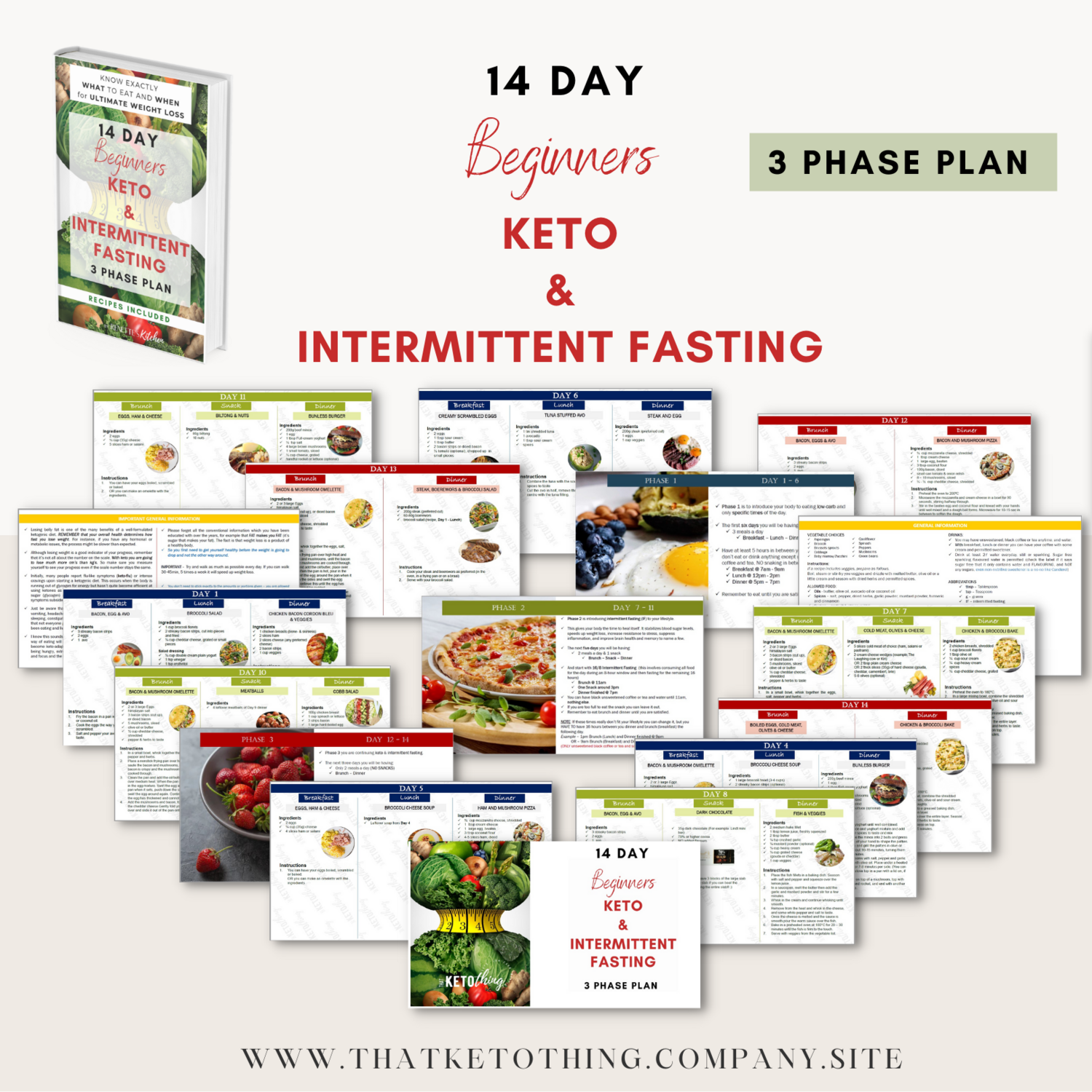 PAKKET: 14 Day BEGINNERS Keto &amp; Intermittent Fasting Plan PLUS 4 Weke Somerlyfie Plan &amp; Gewigsverlies beplanner PLUS Suid-Afrikaanse 70 Keto Resepte Boek (Digitale Eboeke)