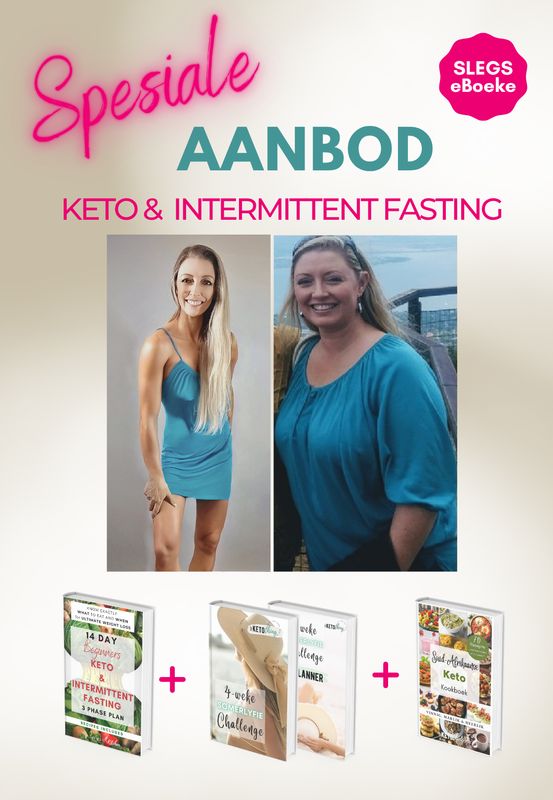 PAKKET: 14 Day BEGINNERS Keto &amp; Fasting Plan PLUS 4 Weke Somerlyfie Plan &amp; Gewigsverlies beplanner PLUS Suid-Afrikaanse 70 Keto Resepte Boek (Digitale Eboeke)