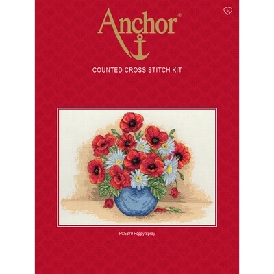 Anchor Essentials Cross Stitch Kit - Poppy Spray Anchor Essentials Cross Stitch Kit - Poppy Spray