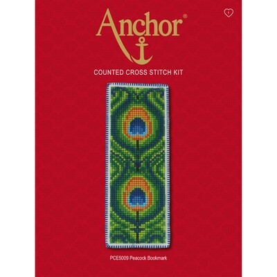 Anchor Essentials Cross Stitch Kit - Peacock Bookmark Anchor Essentials Cross Stitch Kit - Peacock Bookmark
