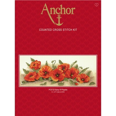 Anchor Essentials Cross Stitch Kit - Spray of Poppies Anchor Essentials Cross Stitch Kit - Spray of Poppies