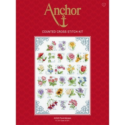 Anchor Essential Cross Stitch Kit - Floral Alphabet Anchor Essential Cross Stitch Kit - Floral Alphabet