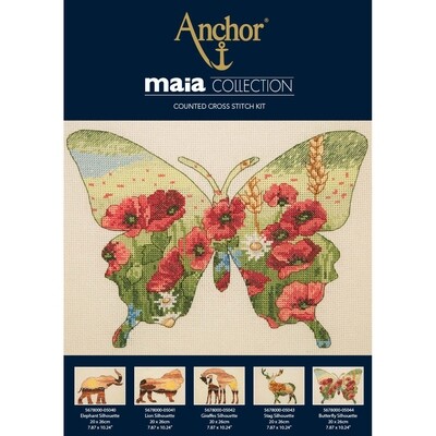 Maia Cross Stitch Kit - Butterfly Silhouette 20x26cm