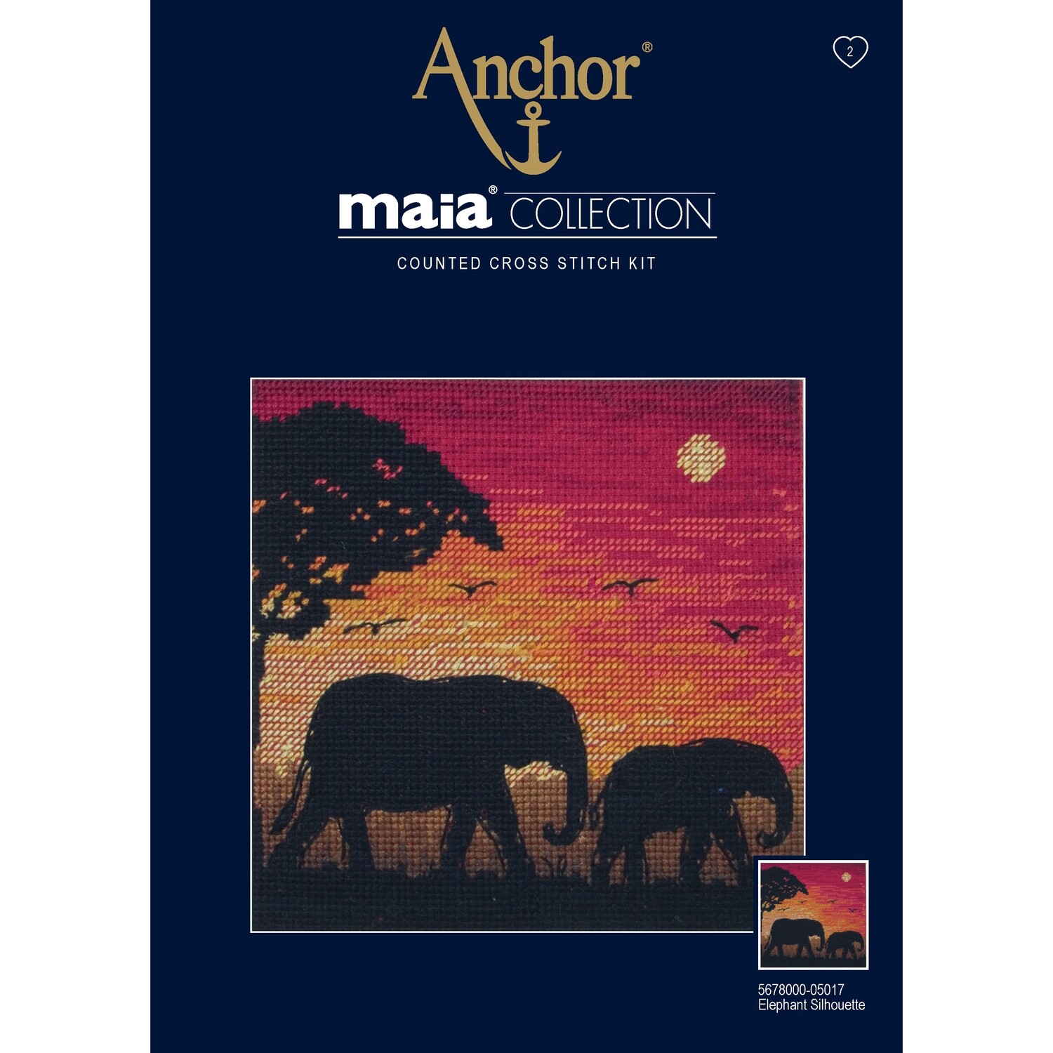 Maia Cross Stitch Kit - Elephant Silhouette