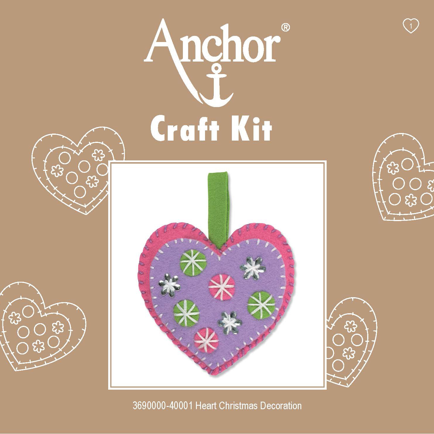 Anchor 1st Kit - Hearts Xmas Decoration