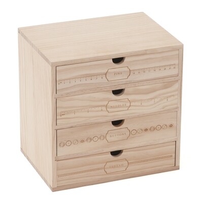 Wooden Storage Box with Drawers