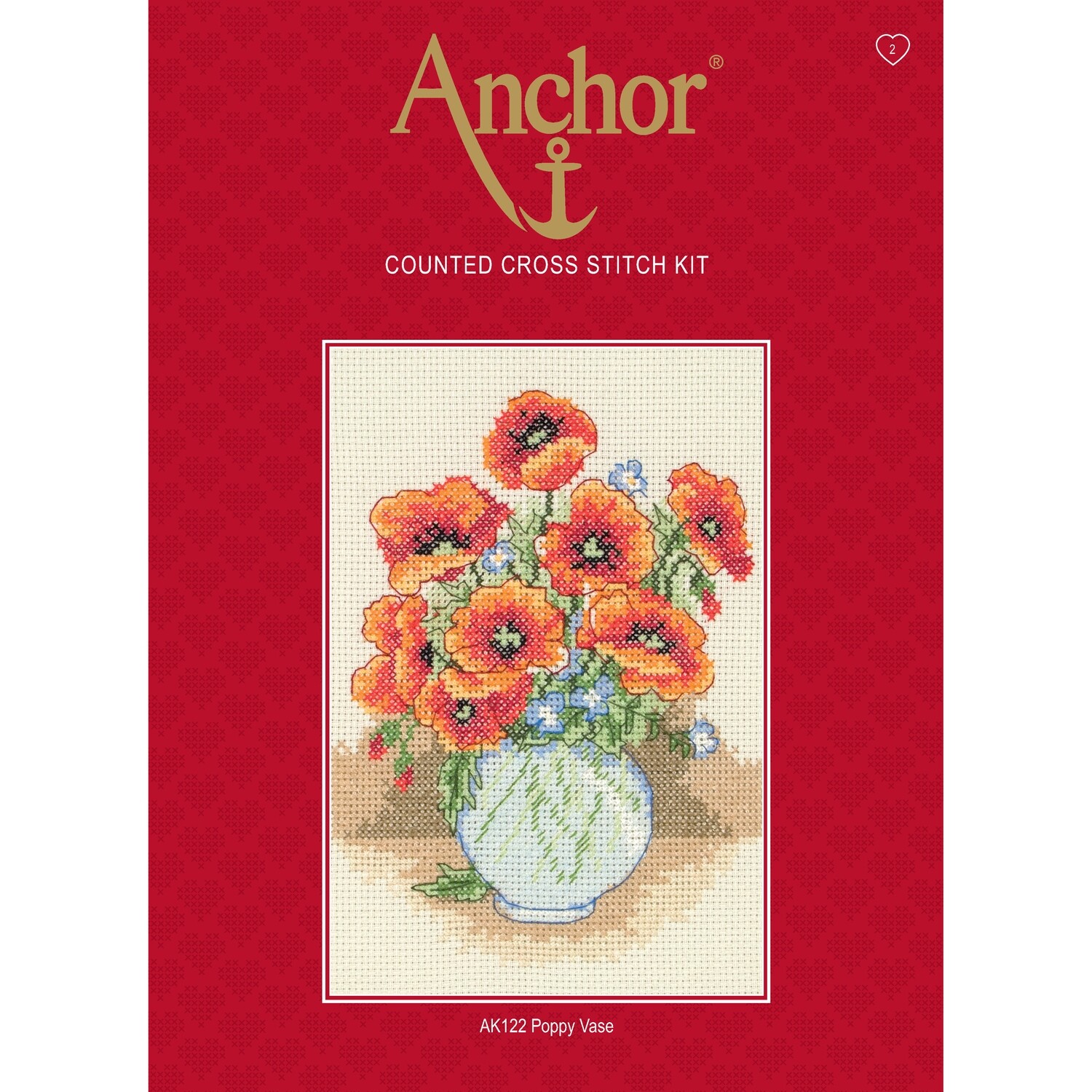 Anchor Starter Cross Stitch Kit - Poppy Vase