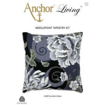 Anchor Essentials Tapestry Kit - Tapestry Floral Swirl in Black