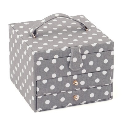 Sewing Box Large with drawers - Grey Spot