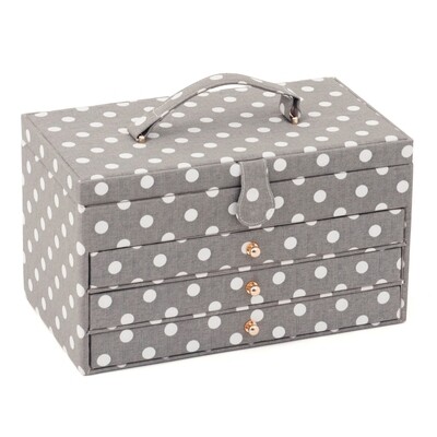 Sewing Box XL with Drawers - Grey Spot