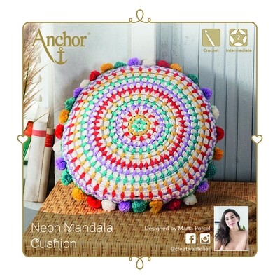 Kit Anchor de Crochet - Almofada mandala néon