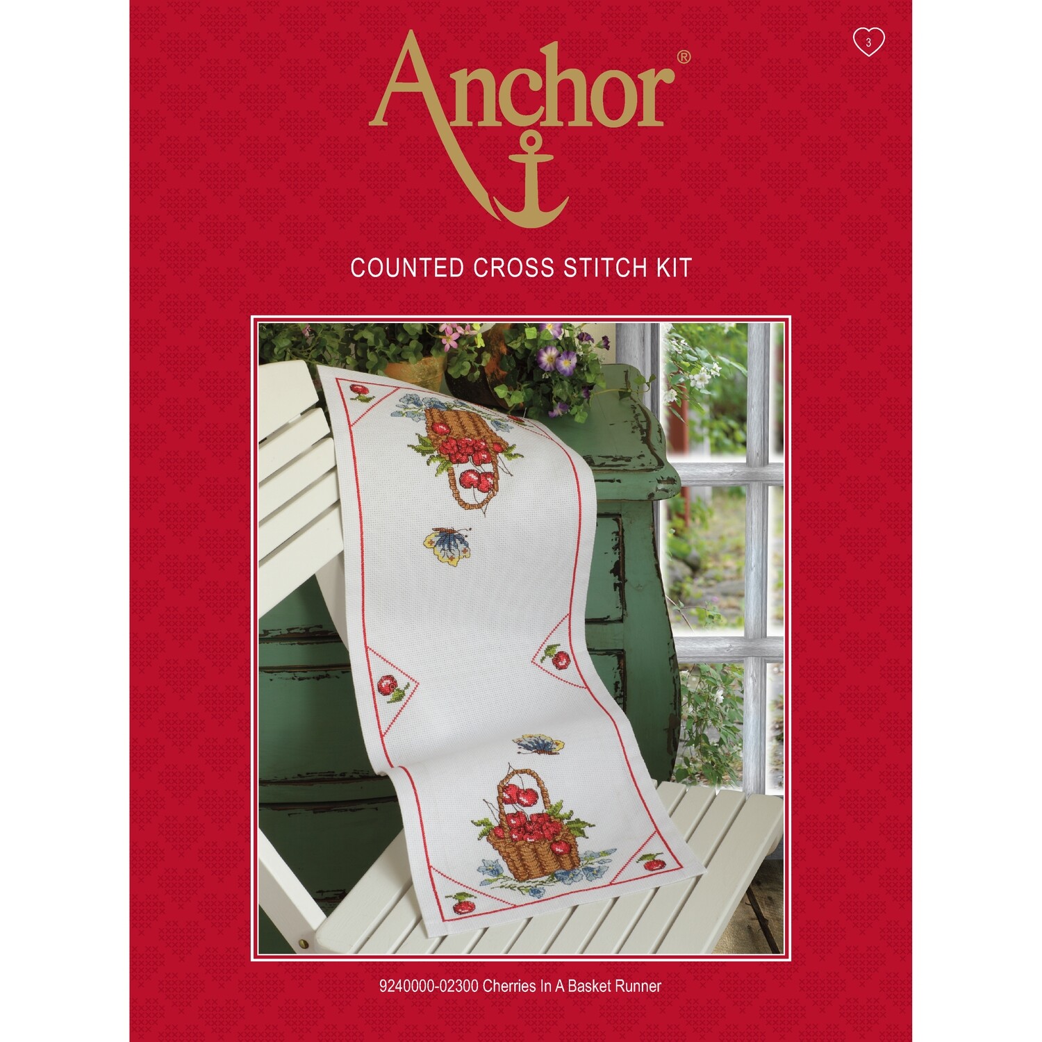 Anchor Essentials Cross Stitch Kit - Cherries in a Basket Runner