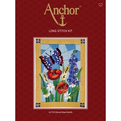 Anchor Starter Long Stitch Kit - Stained Glass Butterfly