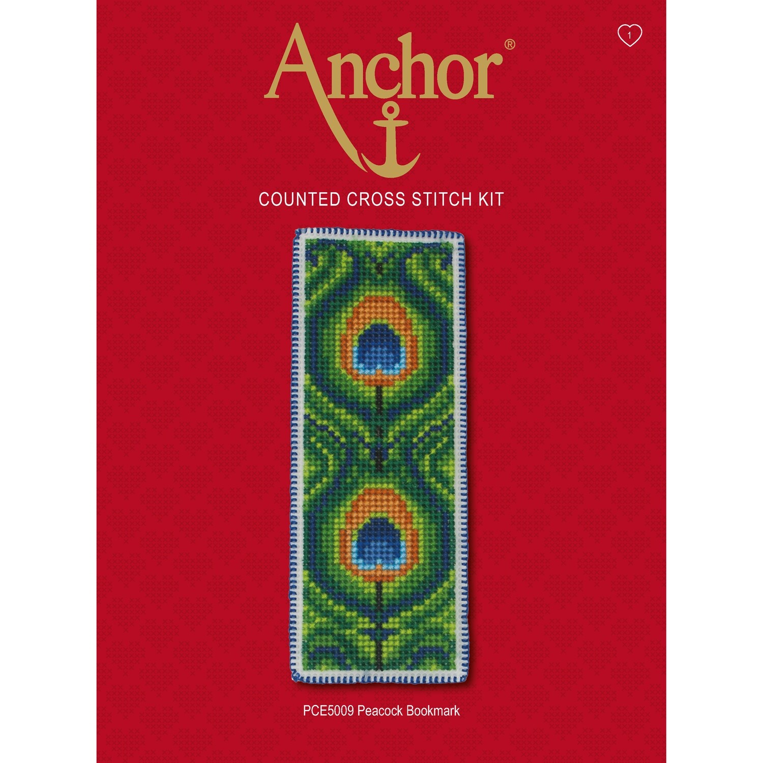 Anchor Essentials Cross Stitch Kit - Peacock Bookmark