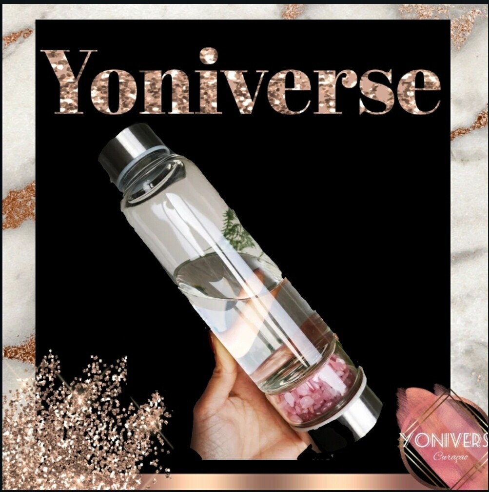 Yoniverse Rose Quartz Glass Bottle