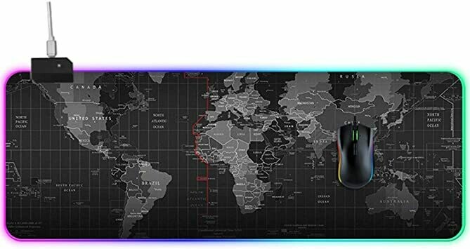 RGB World Map mouse pad and keyboard pad