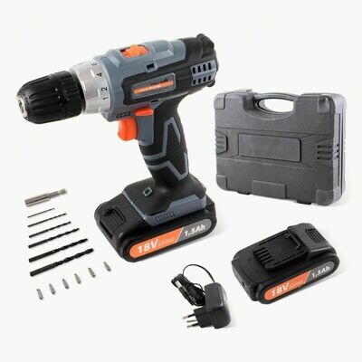 Akkuschrauber 2-Gang Bohrschrauber 2 Akku 1500 mAh 18 Volt Li-Ion mit Koffer