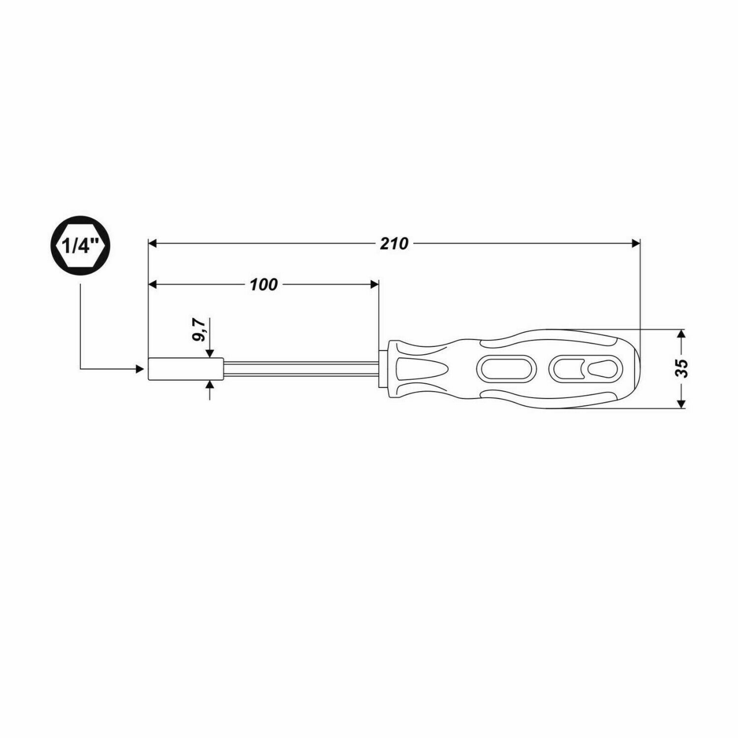 Magnet Bithalter 210 mm Schraubendreher mit 6,35 mm sechskant Aufnahme 1/4 Zoll
