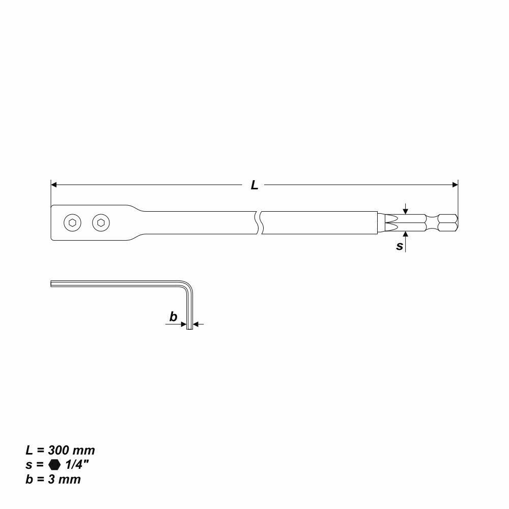 300 mm Verlängerung für Flachfräsbohrer Flachbohrer 1/4"