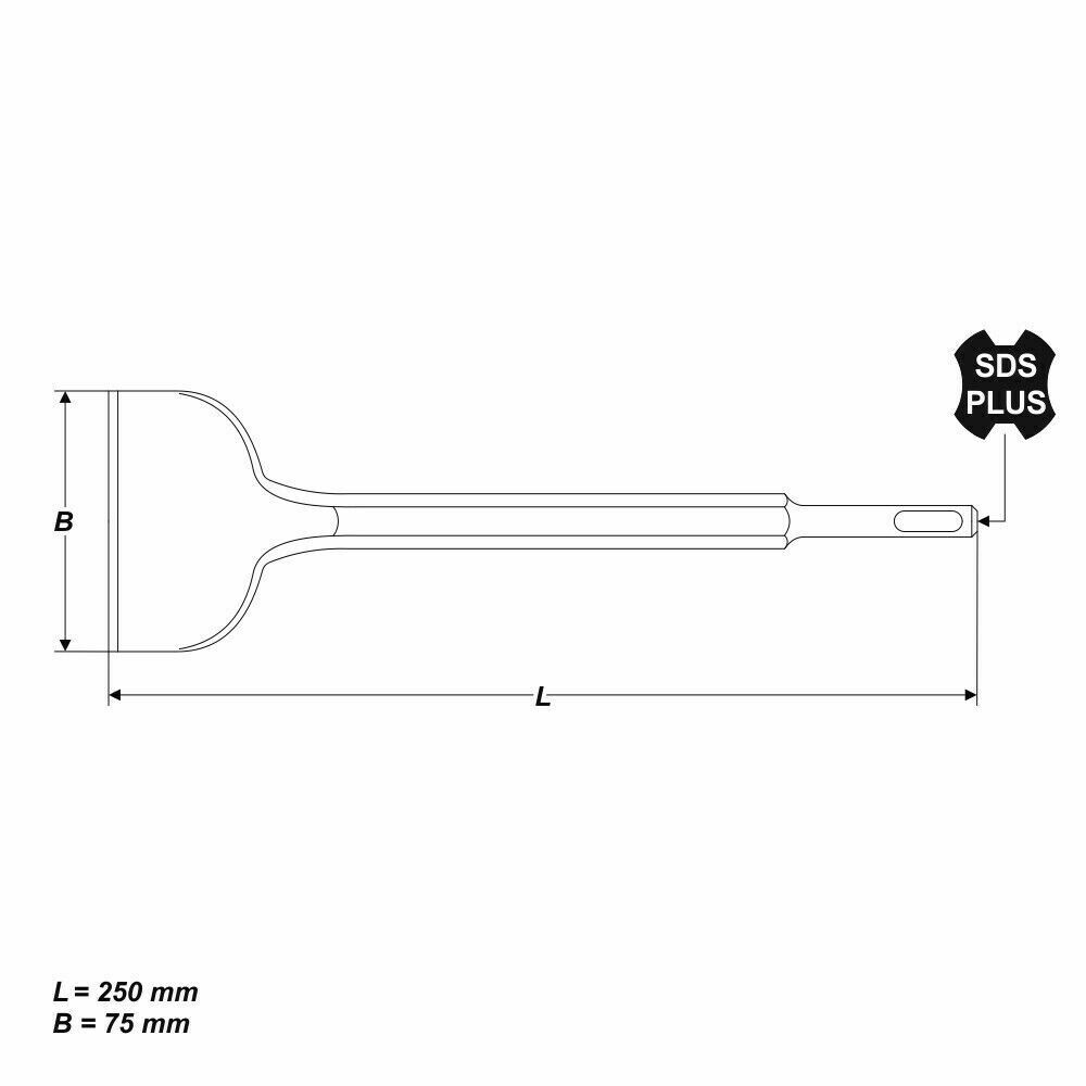 SDS Plus Meissel Meißel Flachmeißel Breitmeißel Fliesen 75 x 250 mm