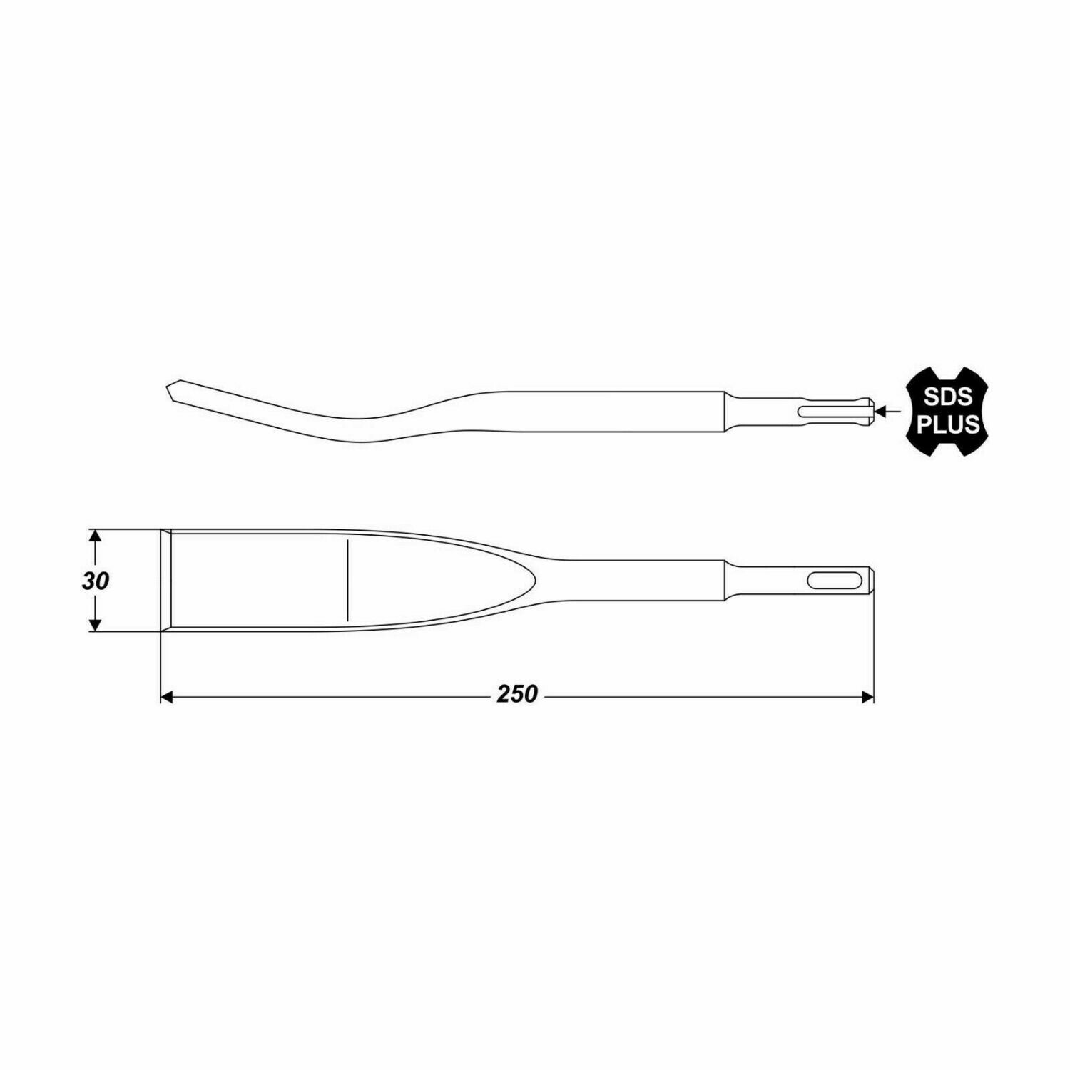 SDS Plus Meissel Meißel Flachmeißel 30 x 250 mm 15° Winkel Flachmeissel